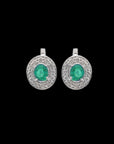 Diamond Studs with Natural Emerald