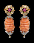 Diamond Earrings With Natural Sapphire Ruby And Coral
