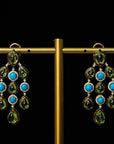 Bridal Diamond Necklace with Natural Peridots and Turquoise With Earring Set