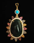Diamond Necklace with Natural Emeralds/Rubies, Yellow Sapphires, Tanzanite, Turquoise and Pearls With Earring Set
