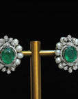 Diamond Studs with Natural Emeralds and Pearls