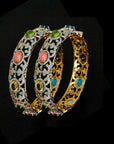 Diamond Bangles with Natural Emeralds/Rubies/Yellow Sapphires, Amethyst, Yellow Topaz, Blue Topaz, Turquoise, Coral, Peridot, and Opal