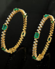 Diamond Bangles with Natural Emeralds