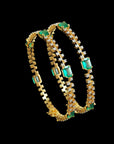 Diamond Bangles with Natural Emeralds