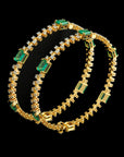 Diamond Bangles with Natural Emeralds