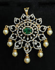 Diamond Necklace with changeable Natural Emeralds/Rubies and Pearl Drops