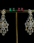 Diamond Earrings with Natural Emeralds and Rubies