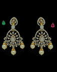 Diamond Earrings with changeable Natural Emeralds/Rubies and Pearl Drops