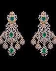 Diamond Earrings with changeable Natural Emeralds and Rubies