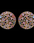 Diamond Earrings With Spinel And Multi Color Sapphires