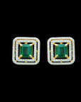 Diamond Earrings with Natural Emeralds