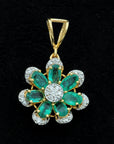 Diamond Pendant With Natural Emeralds