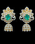 Diamond Earrings With Changeable Natural Emeralds And Rubies