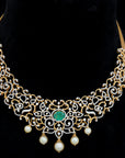 2 In 1 Diamond Necklace With Natural Emeralds/Rubies And Pearl Drops