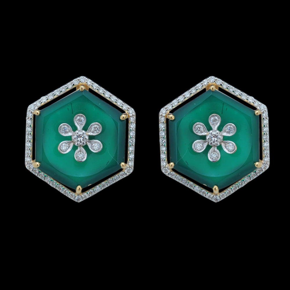 Diamond Earrings With Natural Onyx – Maaya Fine Jewels