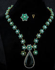 Diamond Necklace With Onyx With Earring Set