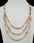 3 In 1 Diamond Necklace With Multi - Color Sapphires With Earring Set