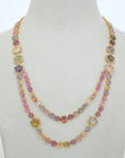 3 In 1 Diamond Necklace With Multi - Color Sapphires With Earring Set