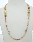 3 In 1 Diamond Necklace With Multi - Color Sapphires With Earring Set