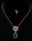 Diamond Pendant with Natural Emeralds/Rubies and Multi - color Sapphires.