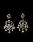 2 In 1 Diamond Earrings with Natural Emeralds/Rubies And Pearl Drops.
