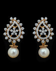 2 In 1 Diamond Earrings with Natural Emeralds/Rubies And Pearl Drops.