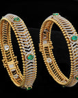 Diamond Bangles With Natural Emeralds