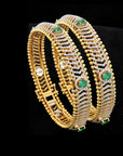 Diamond Bangles With Natural Emeralds