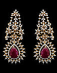 Diamond Earrings with Natural Rubies