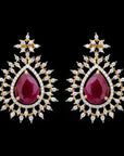 Diamond Earrings with Natural Rubies