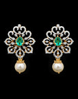 3 In 1 Diamond Earrings With Natural Emeralds/Rubies And Pearls