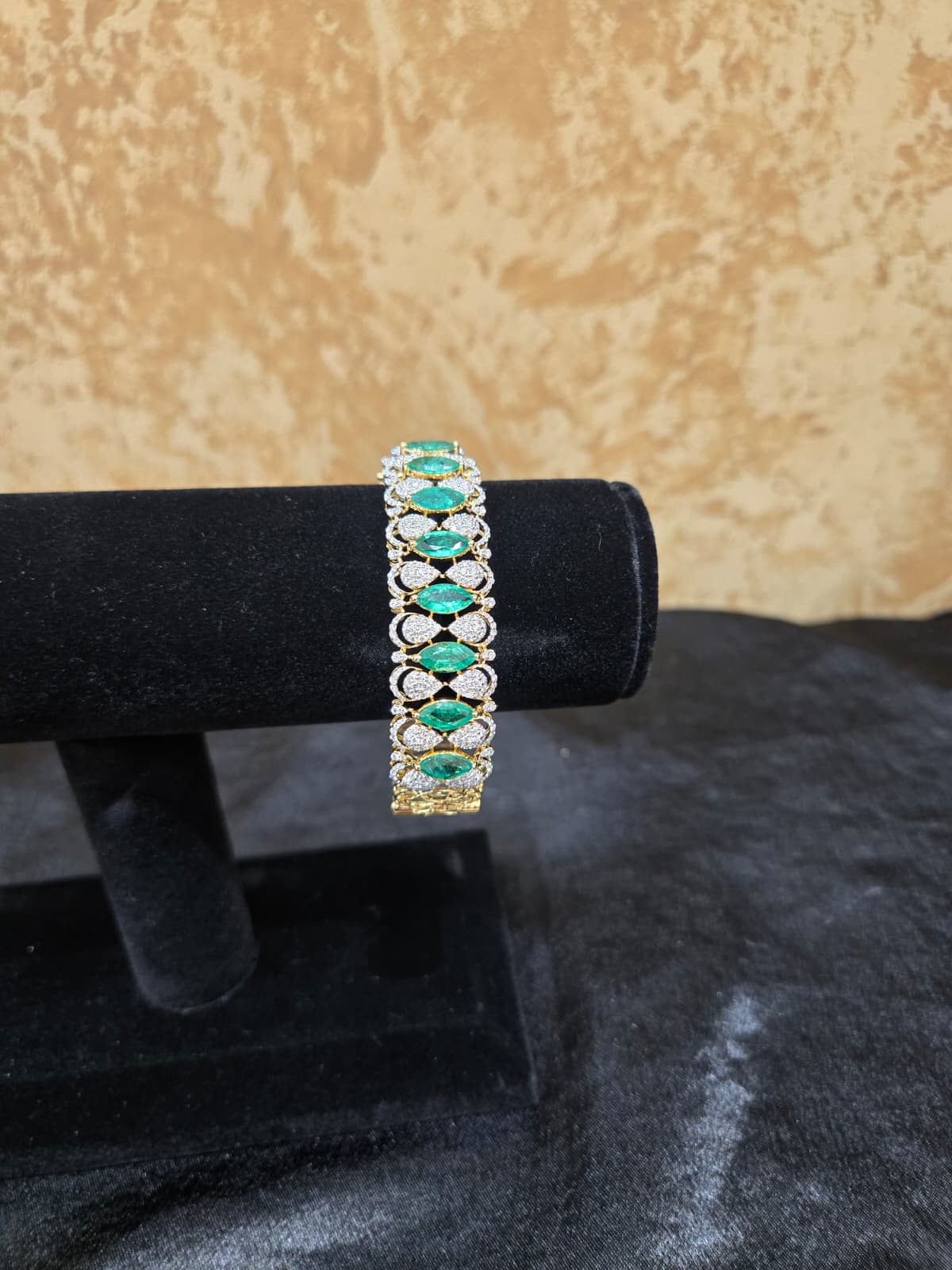 Diamond Bracelet with Natural Emeralds