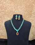 Diamond Necklace with Natural Emeralds, YELLOW TOPAZ,GREEN TOURMALINE With Earring Set
