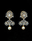 Diamond Jhumkhas with Natural Changable Emeralds and Pearl Drops