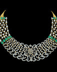 4 in 1 Diamond Haaram Necklace with Natural Emeralds .