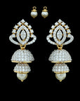Diamond Jhumkas With Pearl Drops