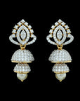 Diamond Jhumkas With Pearl Drops