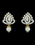 Diamond Jhumkas With Pearl Drops
