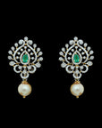 Diamond Earrings/Jhumkas with Natural Changeble Rubies & Emeralds and Pearl Drops.