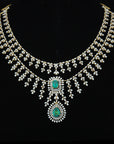 3 Layered Diamond Necklace with Natural Changeable Rubies & Emeralds