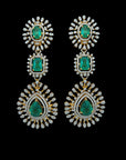 Layered Diamond Earrings with Natural Changeable Rubies & Emeralds
