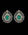 Layered Diamond Earrings with Natural Changeable Rubies & Emeralds