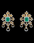 Diamond Earrings with Natural Rubies/Emeralds and Pearl Drops