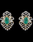 Diamond Studs with Natural Emeralds