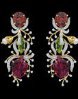 Diamond, Carved Tourmaline and Pearl Foliage Statement Necklace With Earring Set