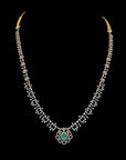 Layered Diamond Necklace with Ruby/Emerald and Pearls
