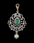 Layered Diamond Necklace with Ruby/Emerald and Pearls
