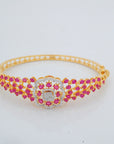 Ruby and Diamond Floral Scalloped Statement Bracelet