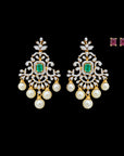 Diamond Earrings with changeble natural emeralds/rubies and pearl drops