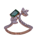 Diamond and Natural Emerald Botanical Marquise Cluster Ring